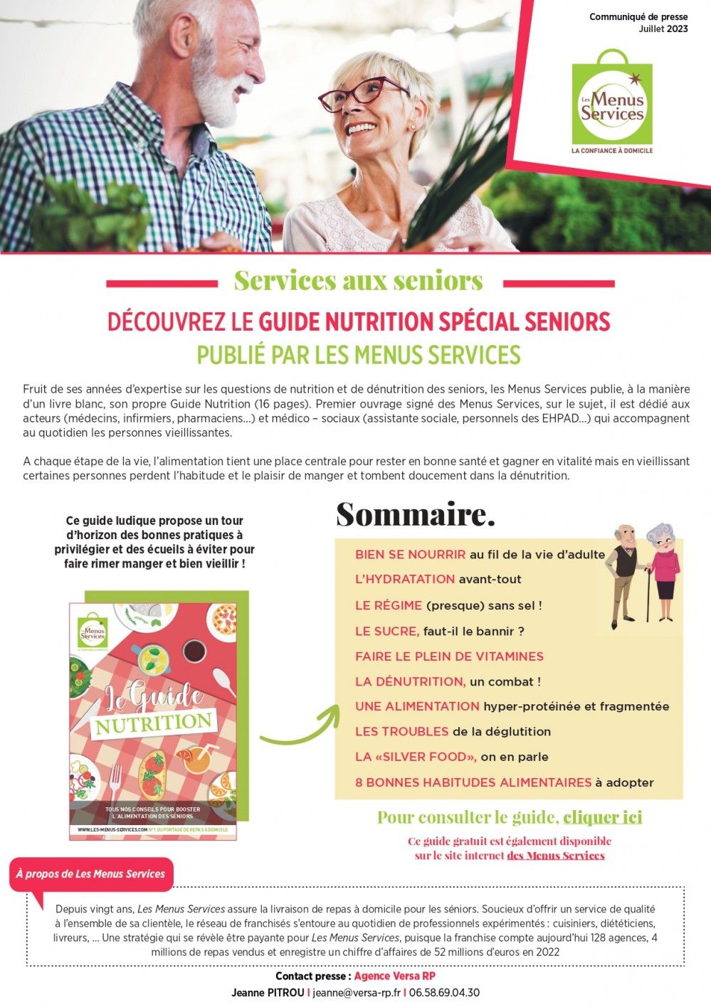 Découvrez le Guide Nutrition spécial seniors